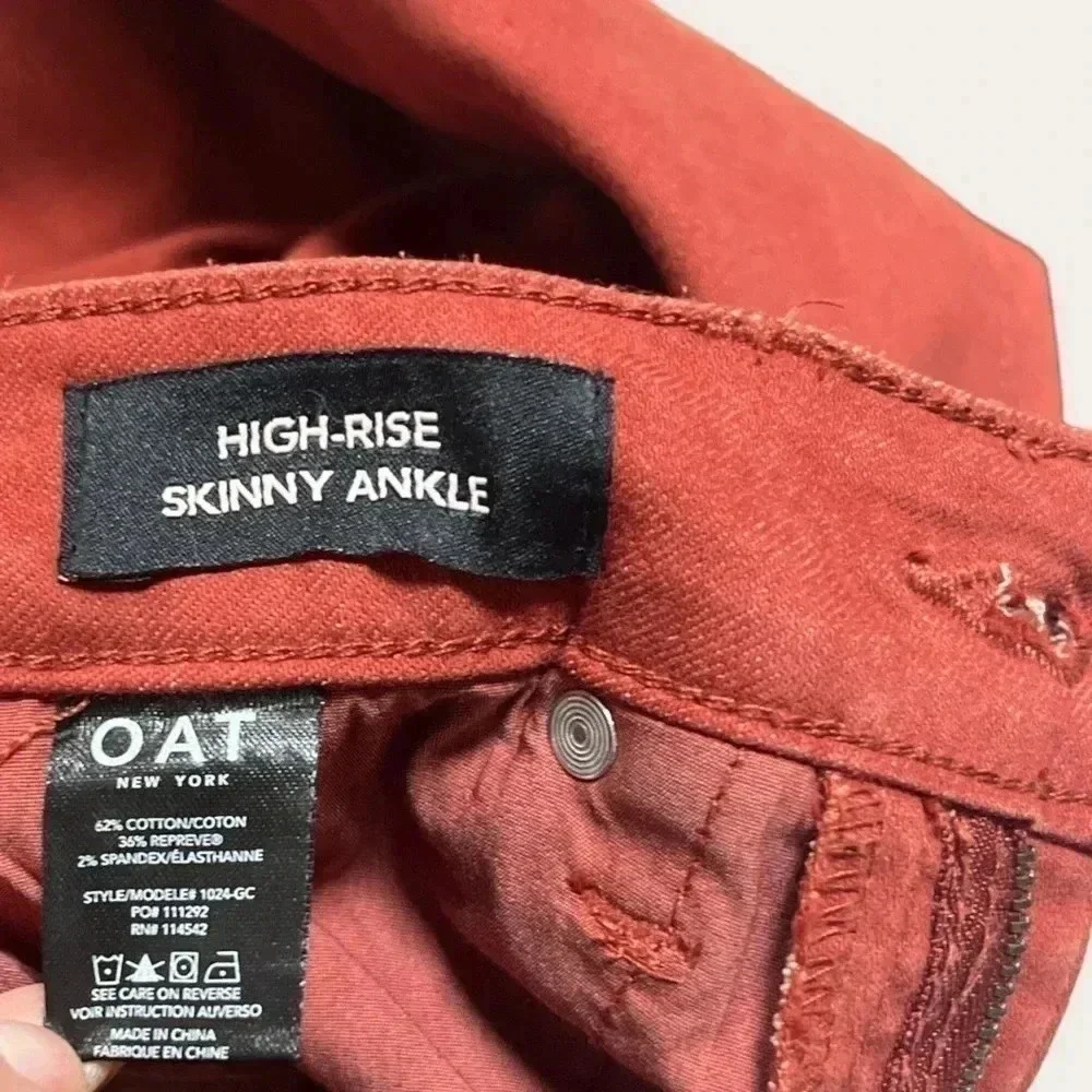 OAT New York Women's Size 24 High Rise Skinny Ankle Jeans in Rust